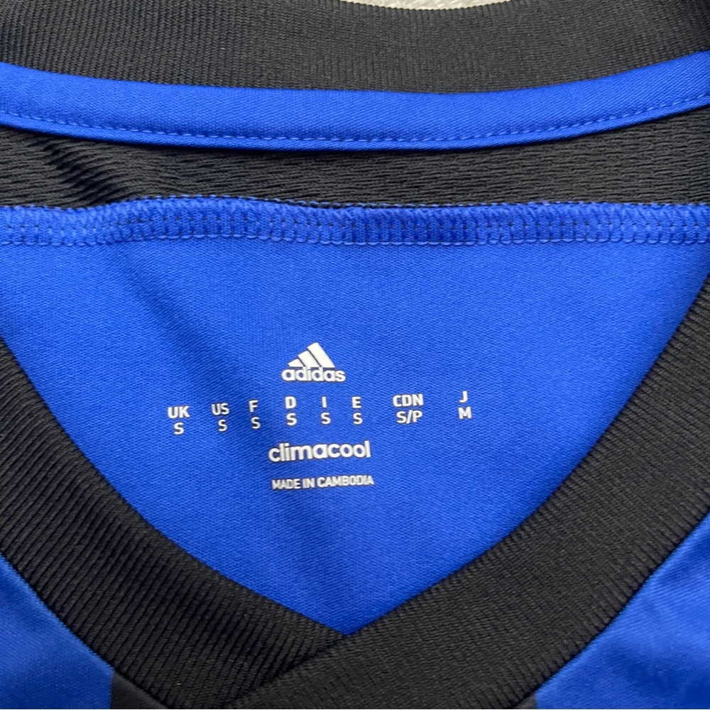 Adidas Men's Football Jersey Shirt Sport Striped Blue/Black Size Small - Picture 3 of 8